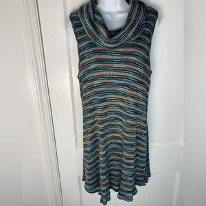 Altar’d State Multicolor Striped Sleeveless Cowl Neck Midi Dress
